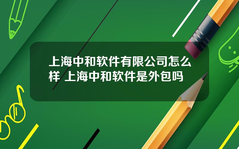 上海中和软件有限公司怎么样 上海中和软件是外包吗